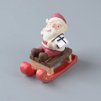 Christmas Tree Santa Claus Trailer Sled Elk Snowman Mini Figures Decoration