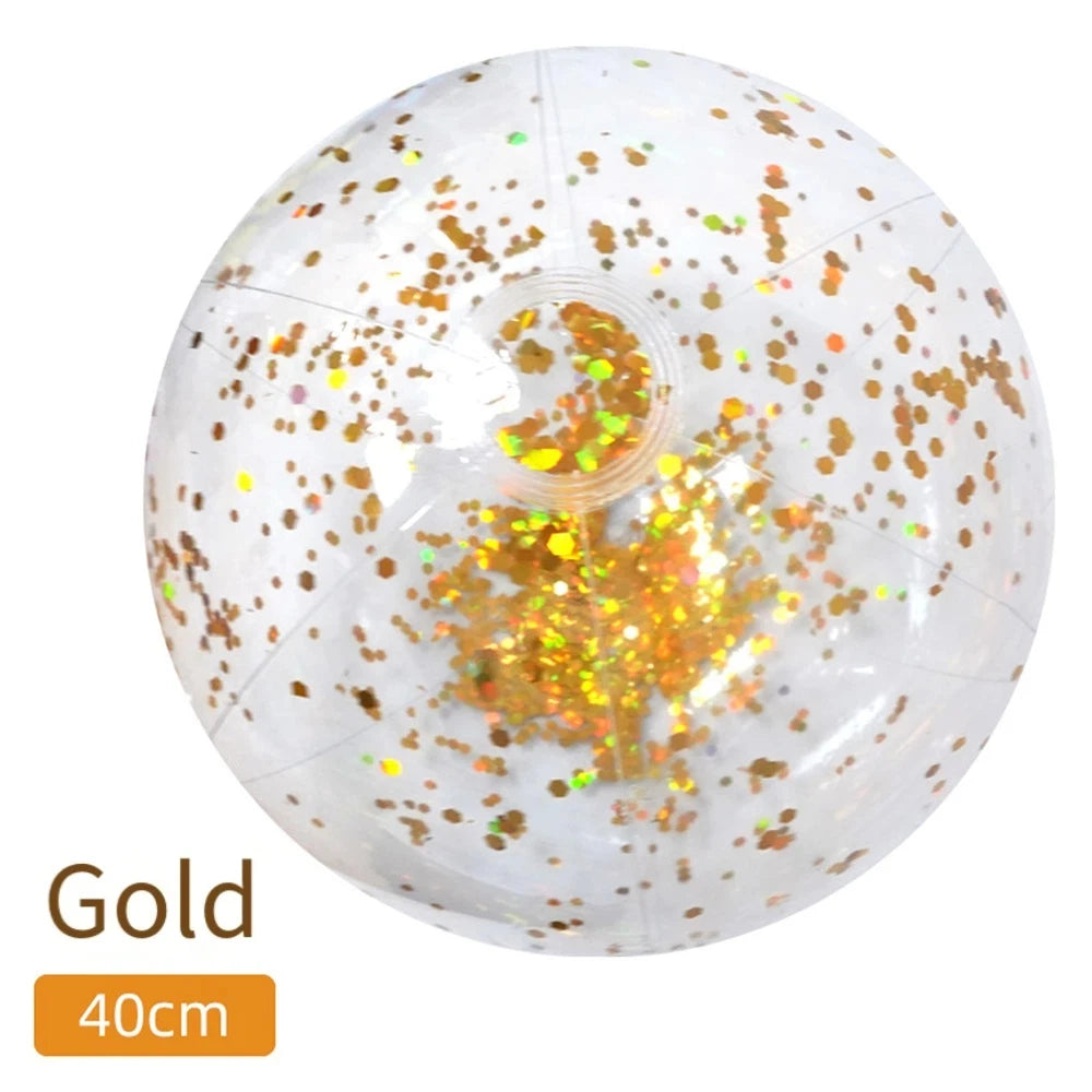 40CM Glitter Inflatable Beach Ball Transparent PVC Sparkle Water Toy 7 Colors Trendy Summer Beach Pool Party Outdoor
