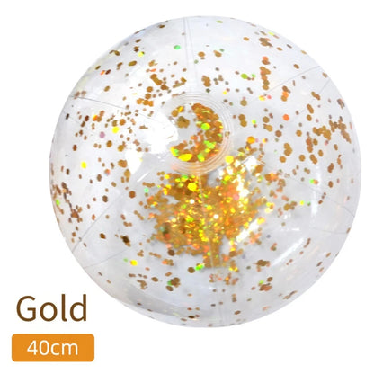 40CM Glitter Inflatable Beach Ball Transparent PVC Sparkle Water Toy 7 Colors Trendy Summer Beach Pool Party Outdoor