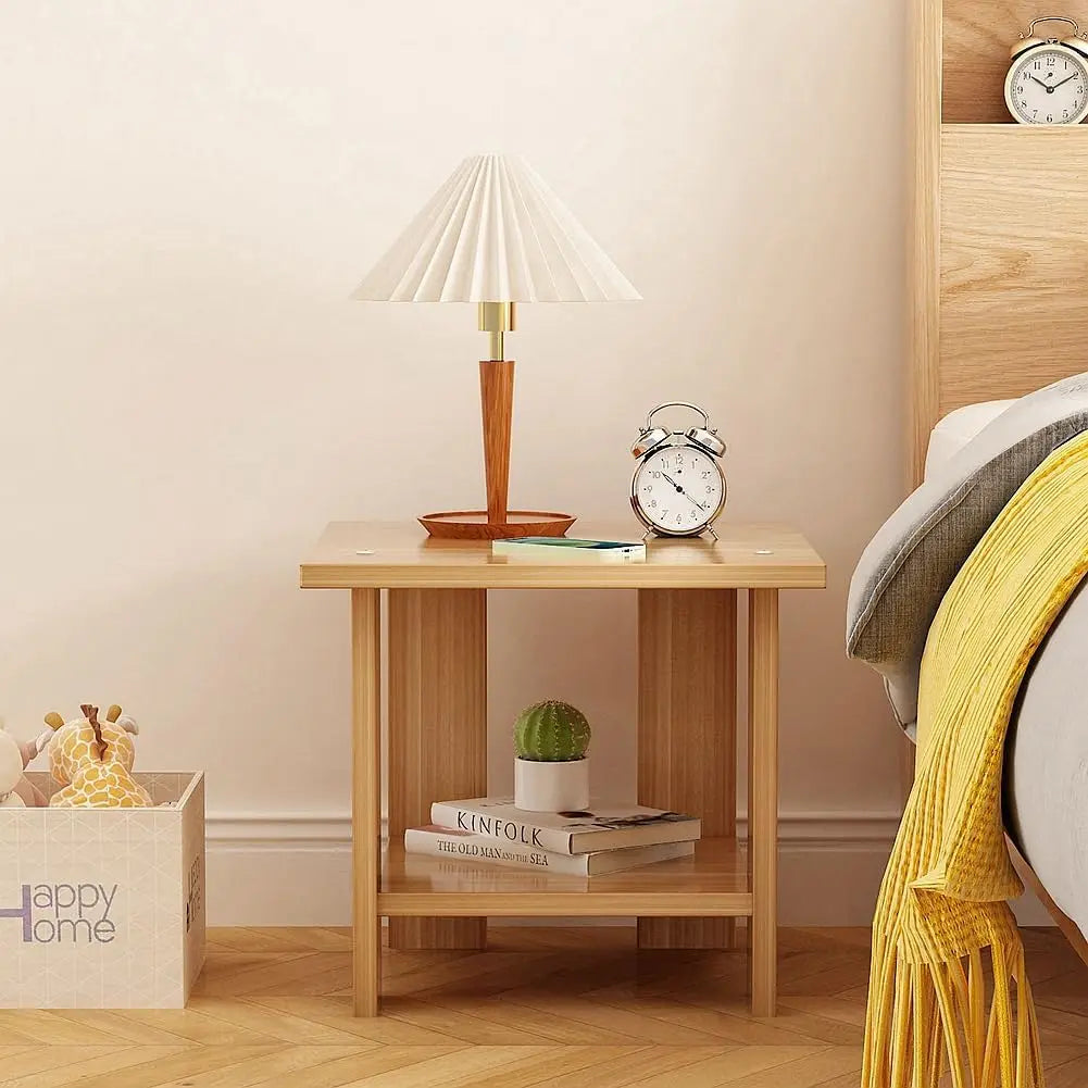 Affordable Bedside table Solid Wood Nightstands Double-Layer furniture