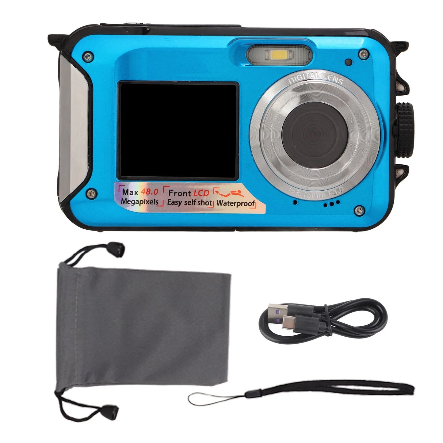 Full HD 2.7K 48MP 10ft Waterproof Underwater Digital Camera with 16X Digital Zoom