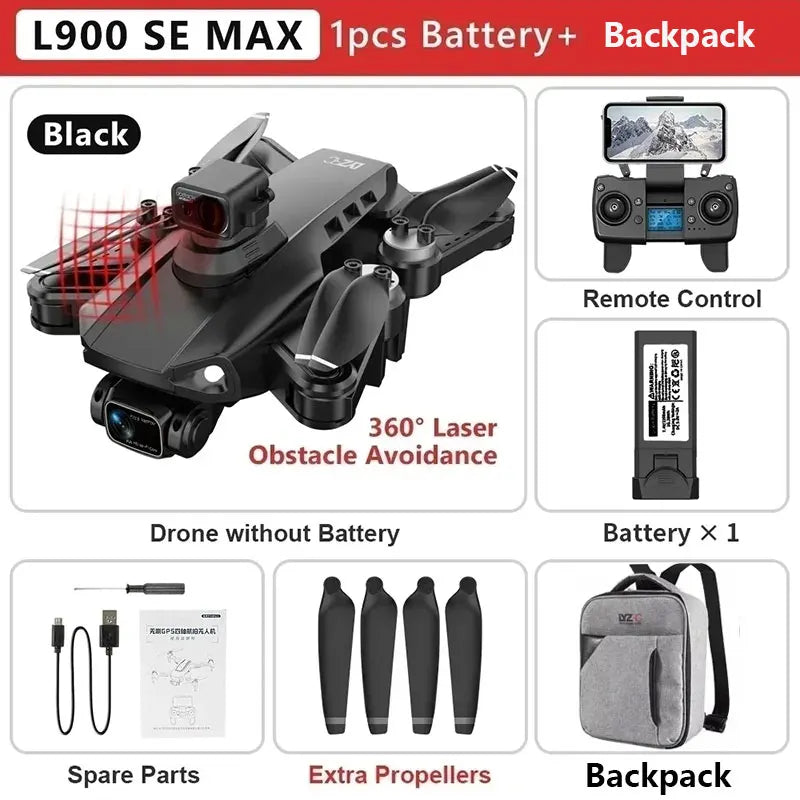 L900 Pro SE MAX GPS Drone 4K Professional Dual HD Camera 5G WIFI 360° Obstacle Avoidance Brushless Motor Rc FPV Quadcopter Drone