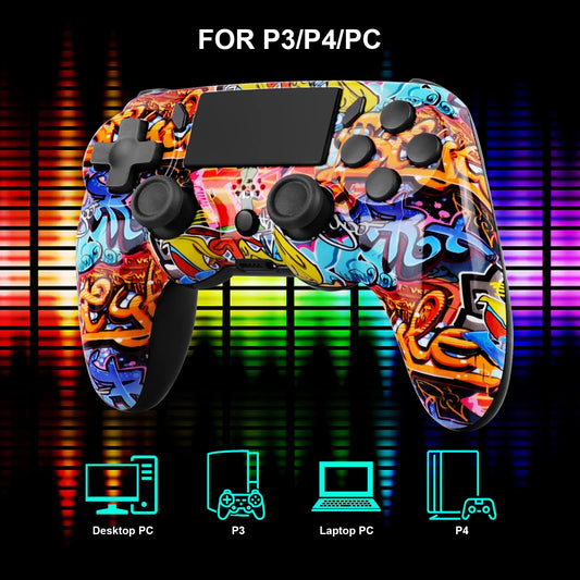 GAMINJA P47 Wireless Bluetooth Controller, Gamepad With 6-axis Gyroscope, Touchpad Dual Vibration For PS4 PC Wins 7 8