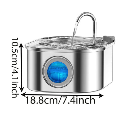 3.2L/108oz Large Capacity Pet Water Fountain 304 Stainless Steel Cat Water Fountain Ultra Quiet Pet Water Dispenser for Cats Dogs Automatic Drinking Bowl with Filter
