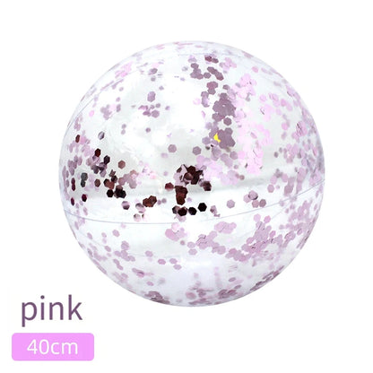 40CM Glitter Inflatable Beach Ball Transparent PVC Sparkle Water Toy 7 Colors Trendy Summer Beach Pool Party Outdoor