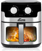 8.5QT Air Fryer, Upgraded Family Size Capacity, Visual Window, Square Basket Stainless Steel Air Fryers