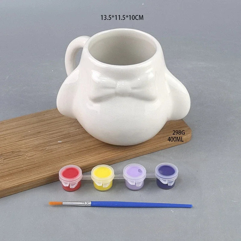 Creative DIY Christmas Tree Ceramic Cup Pure White Color it Yourself with Lid Mug Cup Couple Christmas Universal Coffee Cup