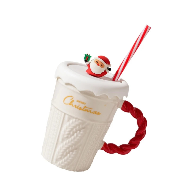 Christmas Themed Beverage Cup, Seasonal Ceramic Mugs, Christmas Hot Beverage Cup for Coffee & Milk
