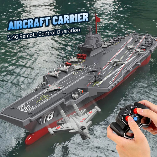 JJRC S19 RC Aircraft 2.4G Remote Control Battleship Boat. RC Boat Auto Water Sensor Carrier Boat Toy Gift for Kids Boys