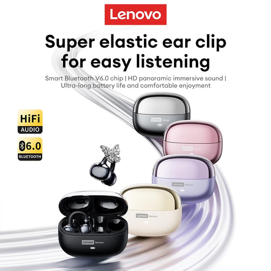 Lenovo LE302 OWS Ear clip Wireless Earphones. Low Latency, HD Call Quality Bluetooth Headphones.