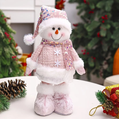 New Enchanting Pink Adjustable-height Snowman Santa Claus and Reindeer Christmas Holiday, Home and Office Decorations