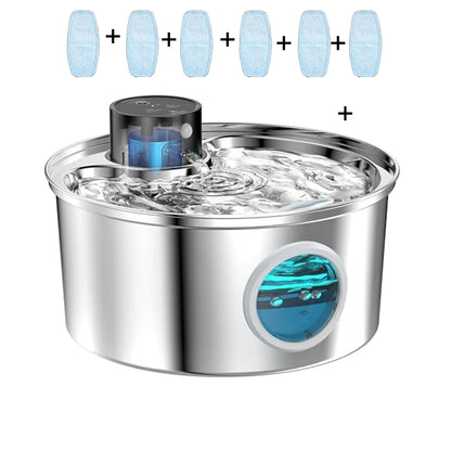 Stainless Steel Wireless Cat Water Fountain. Automatic Pet Drinking with Motion Sensor Water Dispenser Accessories filter