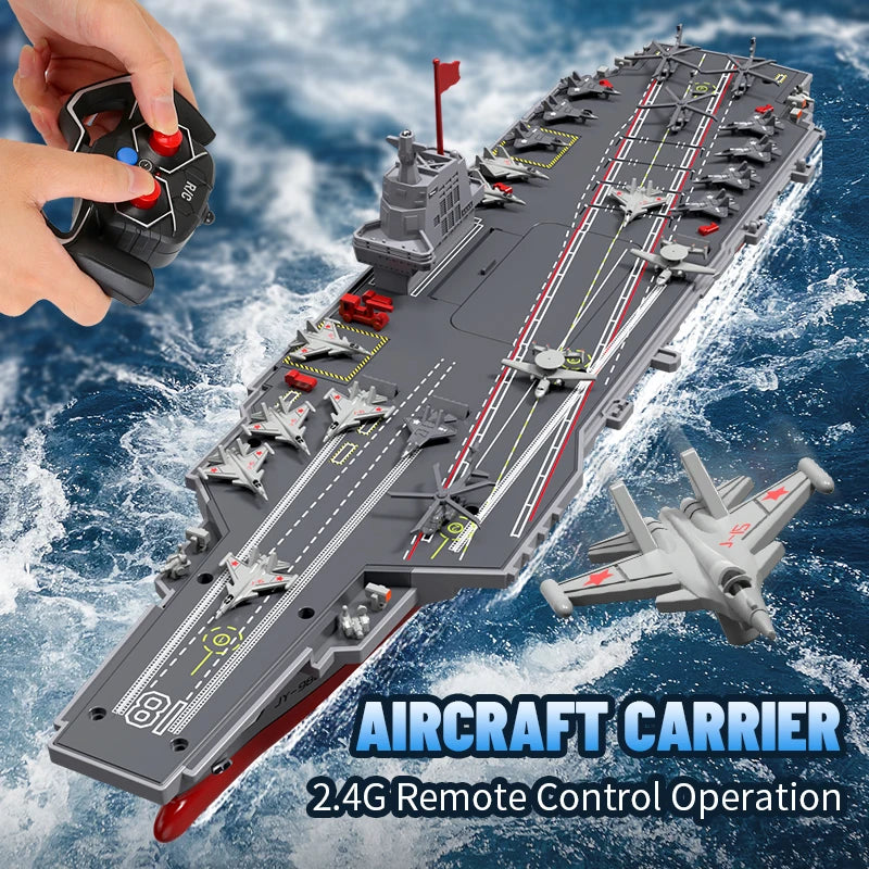 JJRC S19 RC Aircraft 2.4G Remote Control Battleship Boat. RC Boat Auto Water Sensor Carrier Boat Toy Gift for Kids Boys