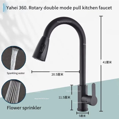 High-quality Stainless Steel Kitchen Basin Sink Vegetable Wash Tank Rotatable Pull-Out Extendable