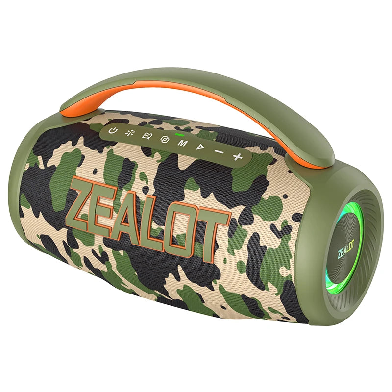ZEALOT-P12 Speaker 60W Portable Bluetooth Speaker with IPX6 Waterproof, Comfortable handle, Controllable lighting, TF, USB