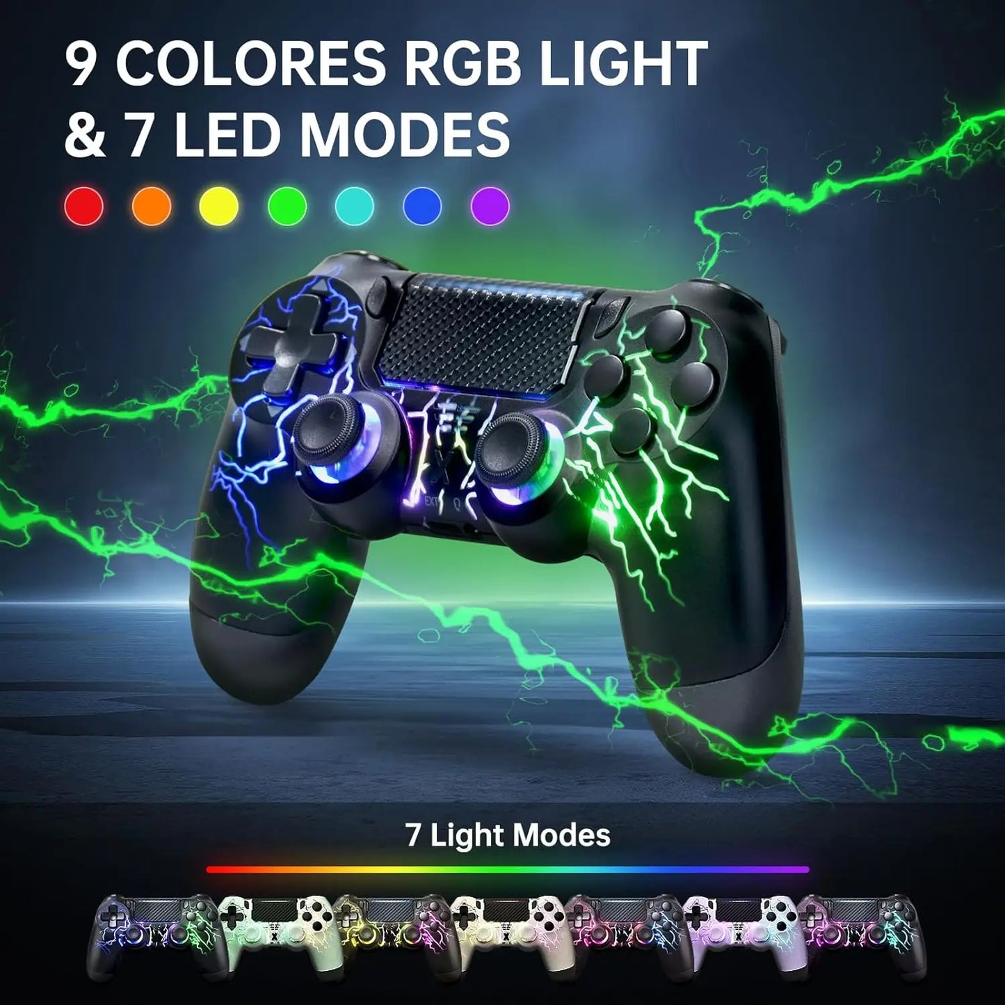 Wireless Controller BG-4 for PS4 with Touch Pad,Hall joystick,9 Lights & 3.5MM Audio Jack. Also, works for for PS3/PS5