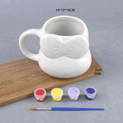 Creative DIY Christmas Tree Ceramic Cup Pure White Color it Yourself with Lid Mug Cup Couple Christmas Universal Coffee Cup