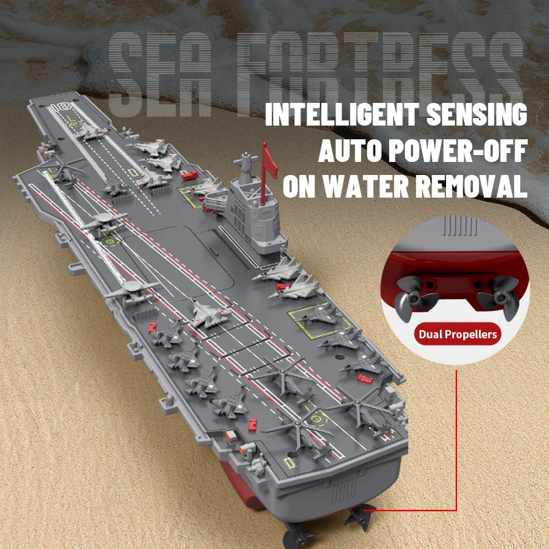 JJRC S19 RC Aircraft 2.4G Remote Control Battleship Boat. RC Boat Auto Water Sensor Carrier Boat Toy Gift for Kids Boys