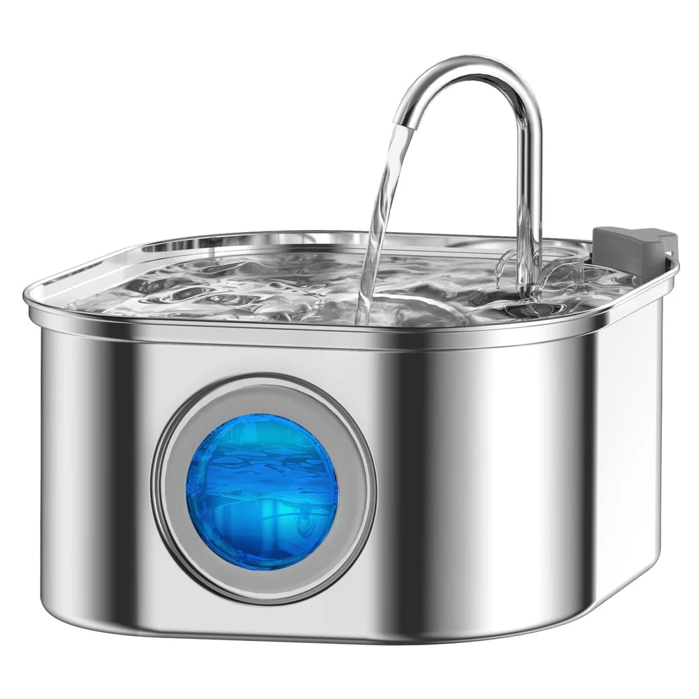 3.2L/108oz Large Capacity Pet Water Fountain 304 Stainless Steel Cat Water Fountain Ultra Quiet Pet Water Dispenser for Cats Dogs Automatic Drinking Bowl with Filter