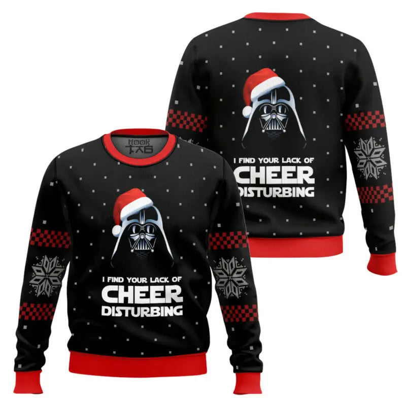 Darth Vader Pattern Christmas Sweater. Funny Holiday Party Pullover Winter Warm Cozy Vintage for Men