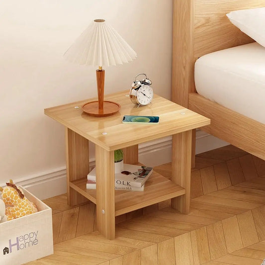 Affordable Bedside table Solid Wood Nightstands Double-Layer furniture