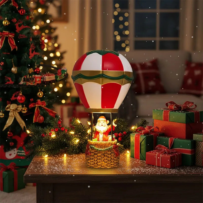 Hot Air Balloon Snowman Santa, Glowing Christmas Santa Claus Decor