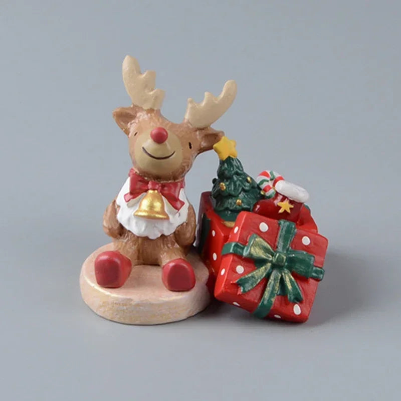 Christmas Tree Santa Claus Trailer Sled Elk Snowman Mini Figures Decoration