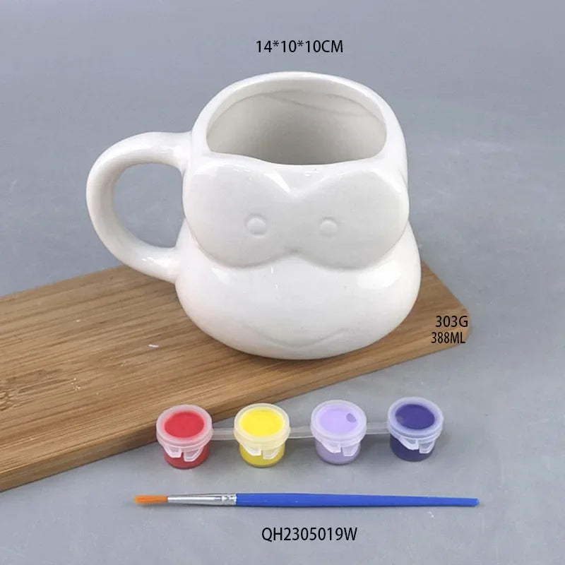 Creative DIY Christmas Tree Ceramic Cup Pure White Color it Yourself with Lid Mug Cup Couple Christmas Universal Coffee Cup