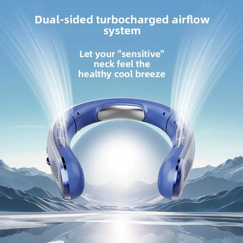 8000mAh Electric Hanging Neck Fan Portable Bladeless Mini Rechargeable with LED Digital Display Air Cooler For Outdoor
