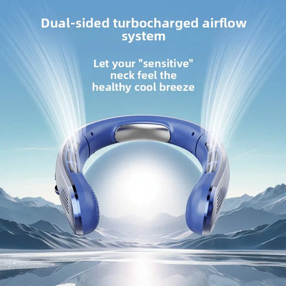 8000mAh Electric Hanging Neck Fan Portable Bladeless Mini Rechargeable with LED Digital Display Air Cooler For Outdoor