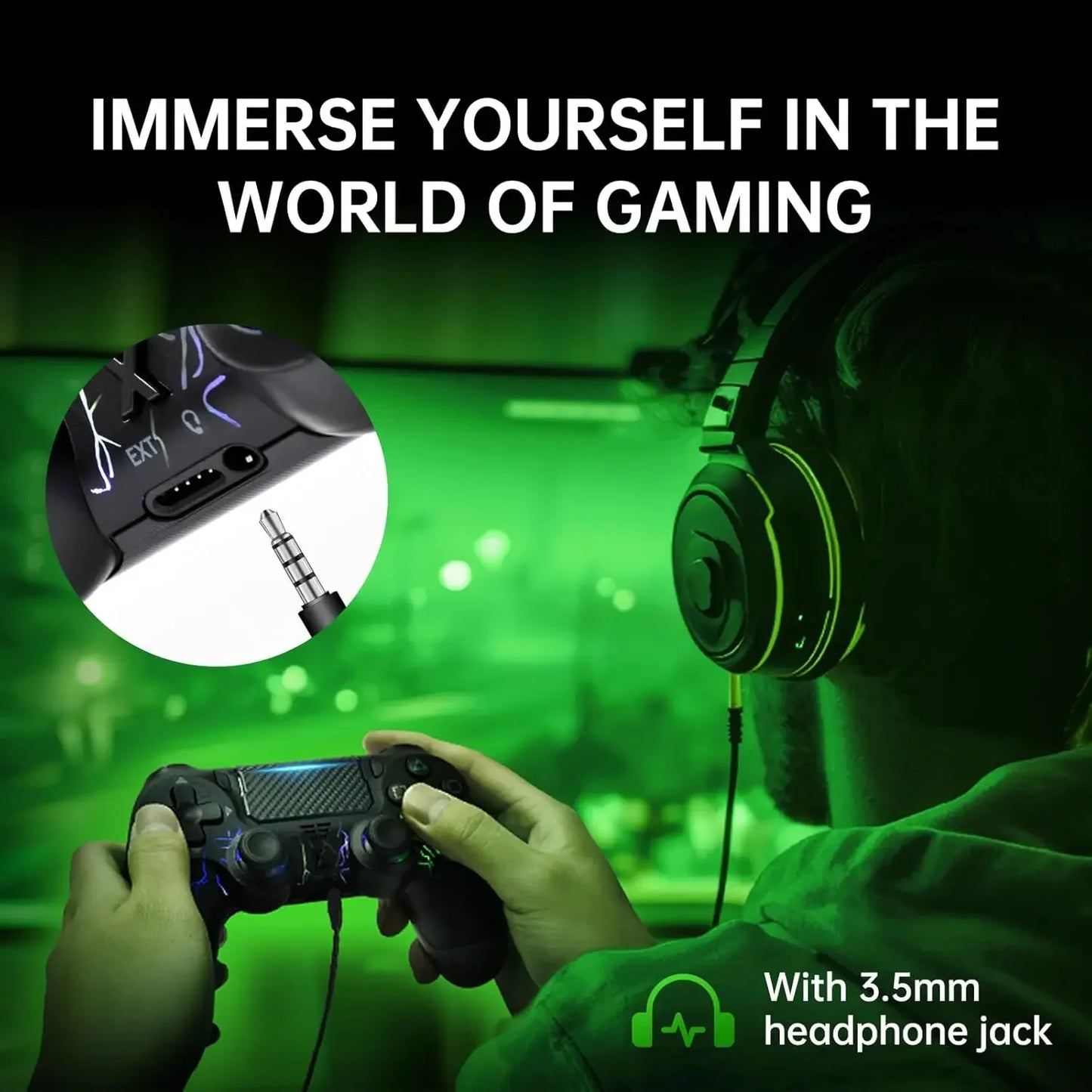 Wireless Controller BG-4 for PS4 with Touch Pad,Hall joystick,9 Lights & 3.5MM Audio Jack. Also, works for for PS3/PS5