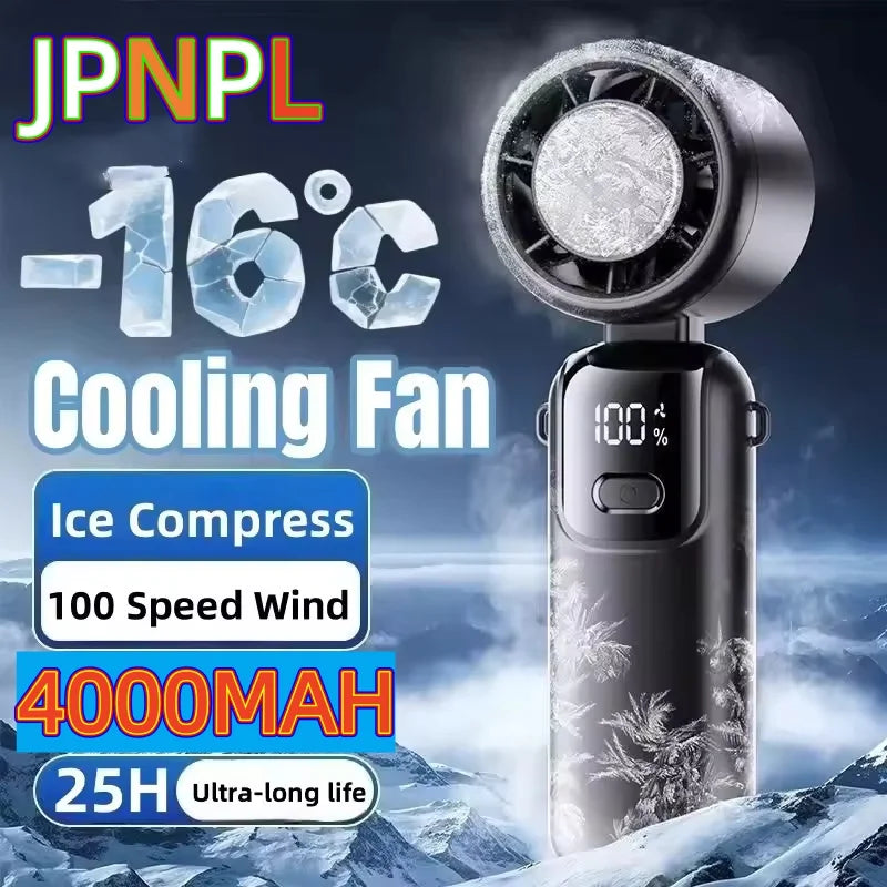 JPNPL 4000mAh Handheld High-speed Fan with 100 Speed Adjustable. Portable For Outdoor
