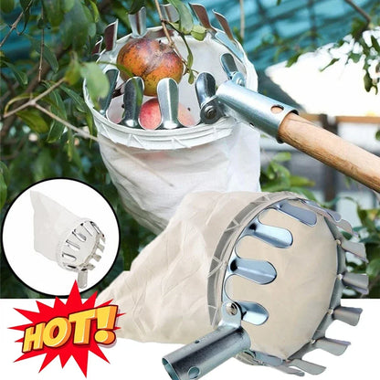 Garden Fruit Picker Head. Orchard, Apple, Pears & Orange High Tree Picking Tool. Fruit Catcher Pouch Detachable Collector