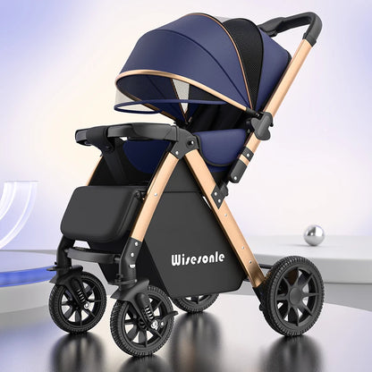 Upgraded Baby Strollers can Sit and Lie Down, High Landscape Lightweight Folding Two-way Stroller Children Stroller