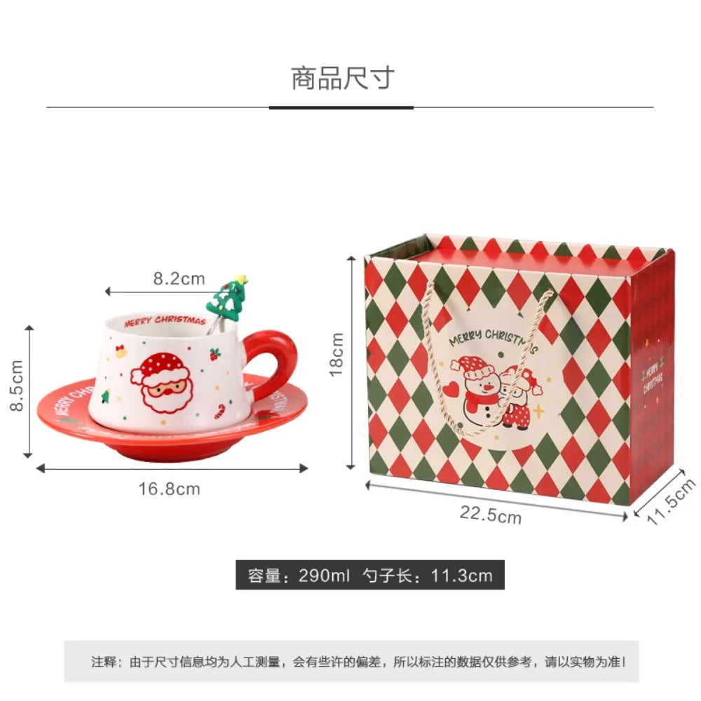 Christmas Gifts % Holiday Gift Set Ceramic Mugs for Coffee, Milk & Tea with Christmas Themed Designs