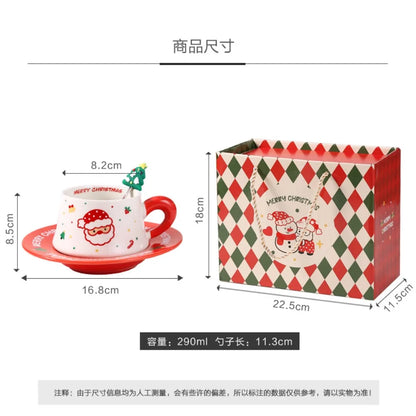 Christmas Gifts % Holiday Gift Set Ceramic Mugs for Coffee, Milk & Tea with Christmas Themed Designs