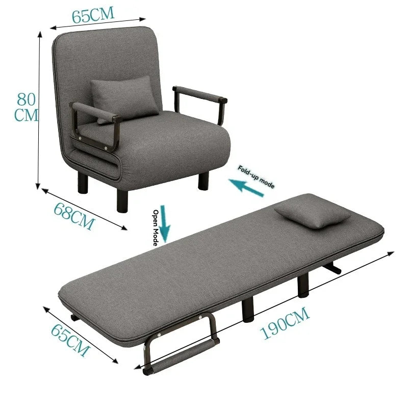 Modern folding sofa bed with with armrest for small apartment
