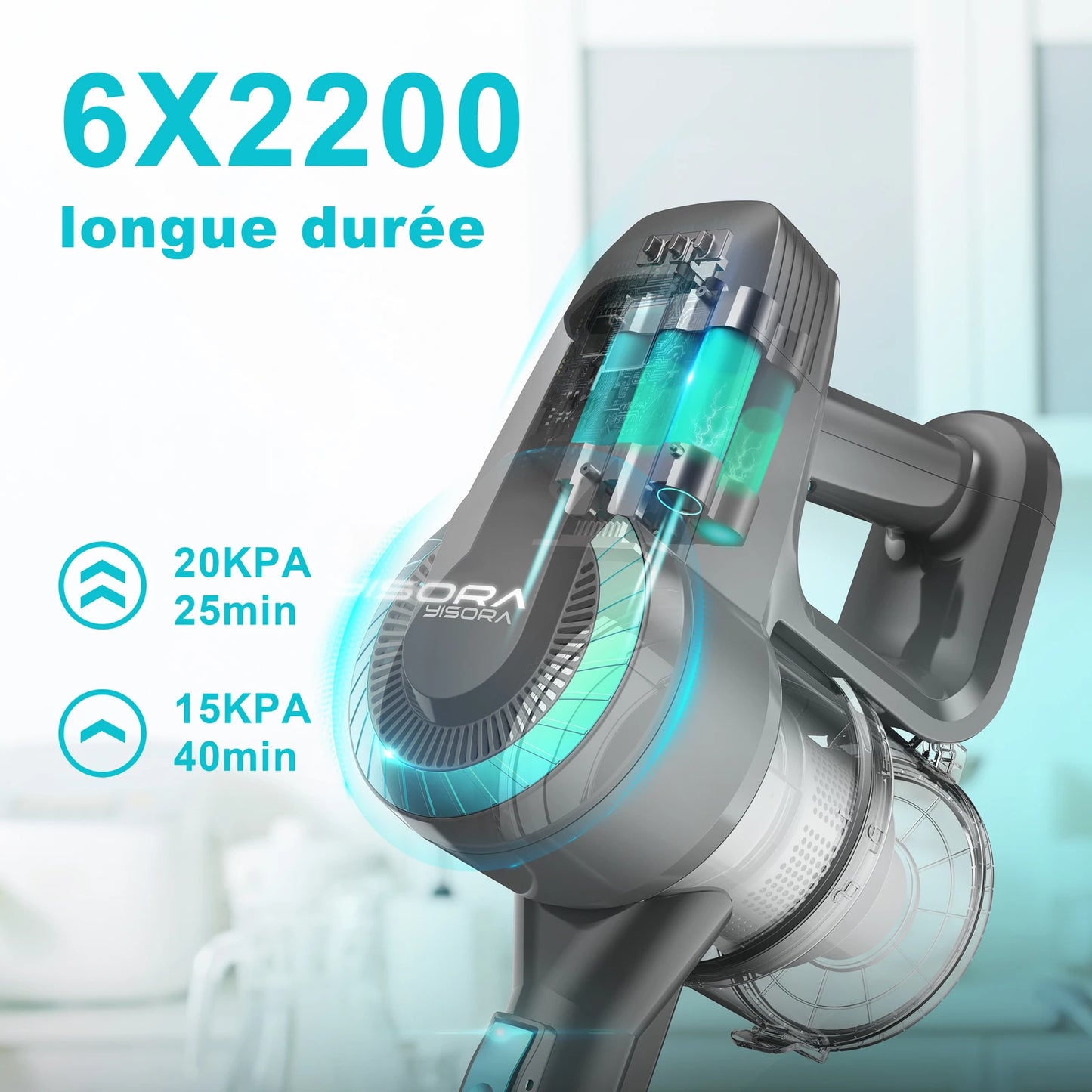 YISORA N300 Cordless Upright Vacuum Cleaner, 20Kpa Ultra Lightweight Stick Vacuum