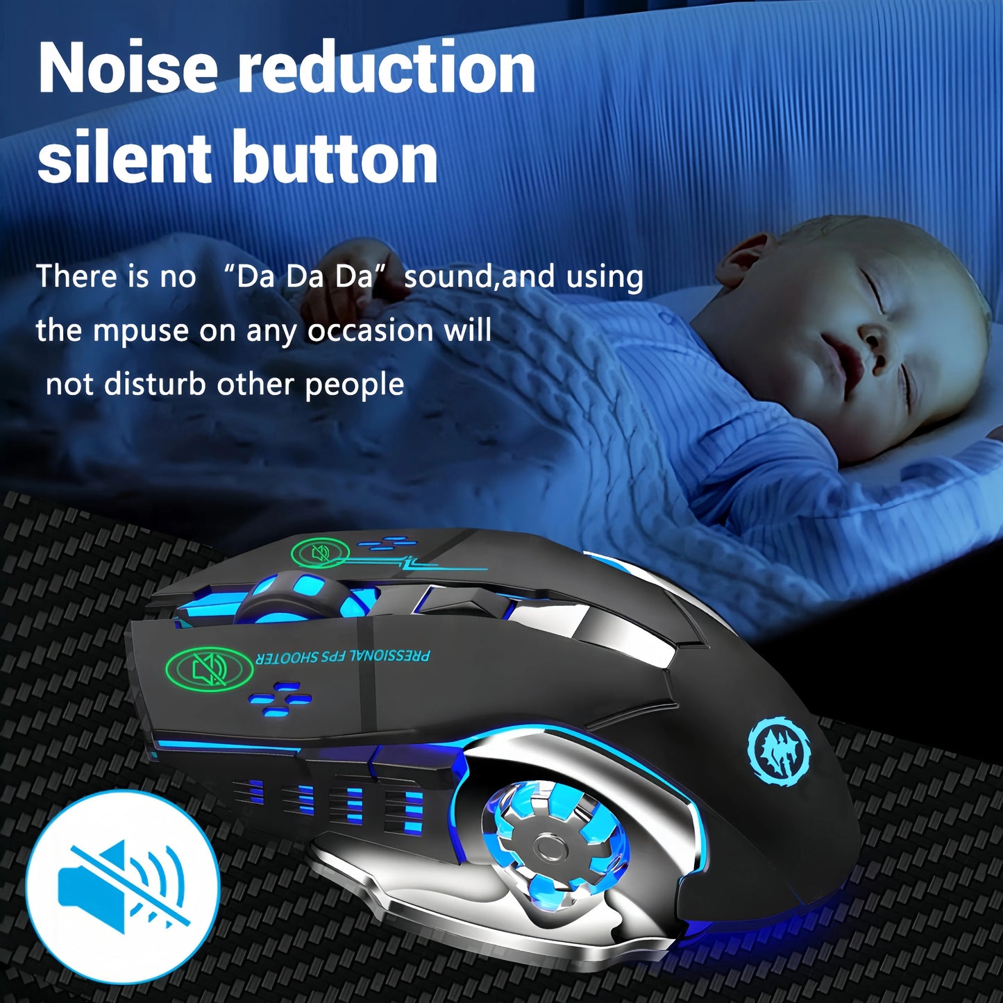 RGB Dual-Mode Bluetooth 5.2 Mouse 2.4G Wireless Mouse. Gaming Mouse for Laptop or Desktop