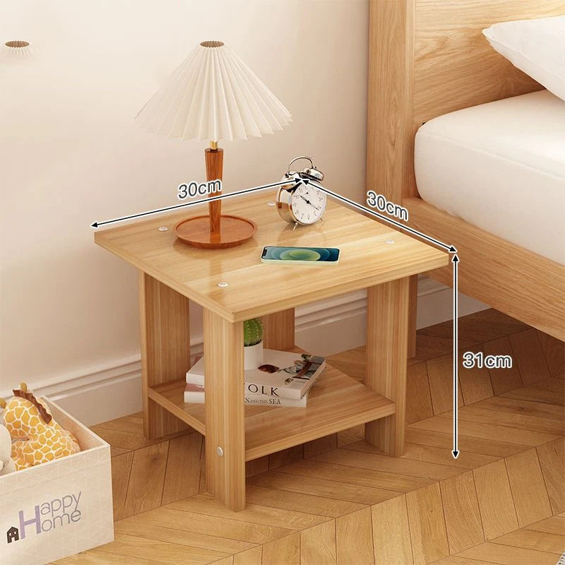 Affordable Bedside table Solid Wood Nightstands Double-Layer furniture