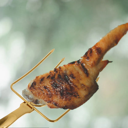 1pc Stainless Steel Bbq Fork Long Handle. Ergonomic Grip for Roasting & Skewer For Turkey, Chicken & Lamb Steak. Outdoor Grilling Camping