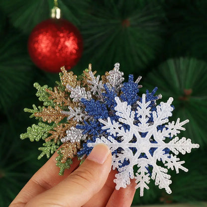 12Pcs 7.5cm Gold Powder Snowflake for Christmas Decor