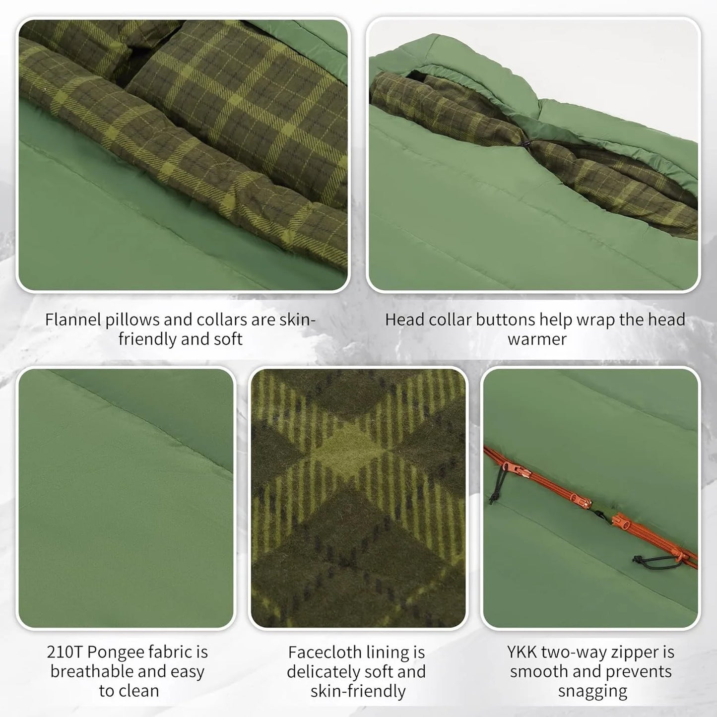 Naturehike Flannel Sleeping Bag Two Person with Pillows for Adults & Couples. All Seasons Camping Hiking Backpacking Sleeping Bag
