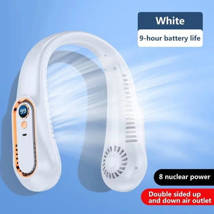 8000mAh Electric Hanging Neck Fan Portable Bladeless Mini Rechargeable with LED Digital Display Air Cooler For Outdoor