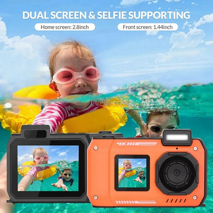 4K Underwater Camera. 33 FT Waterproof Camera With Dual Screens Selfie 48MP Autofocus Digital Camera For Snorkeling