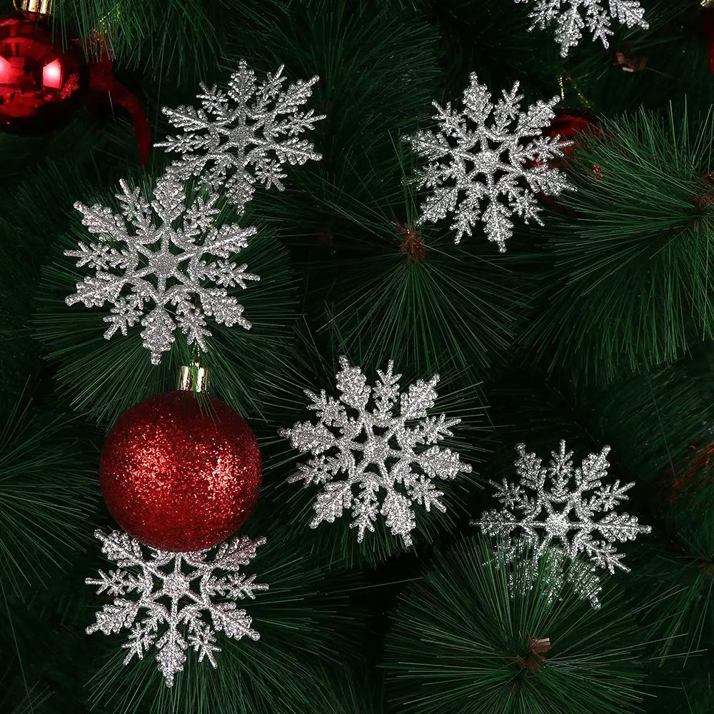 12Pcs 7.5cm Gold Powder Snowflake for Christmas Decor