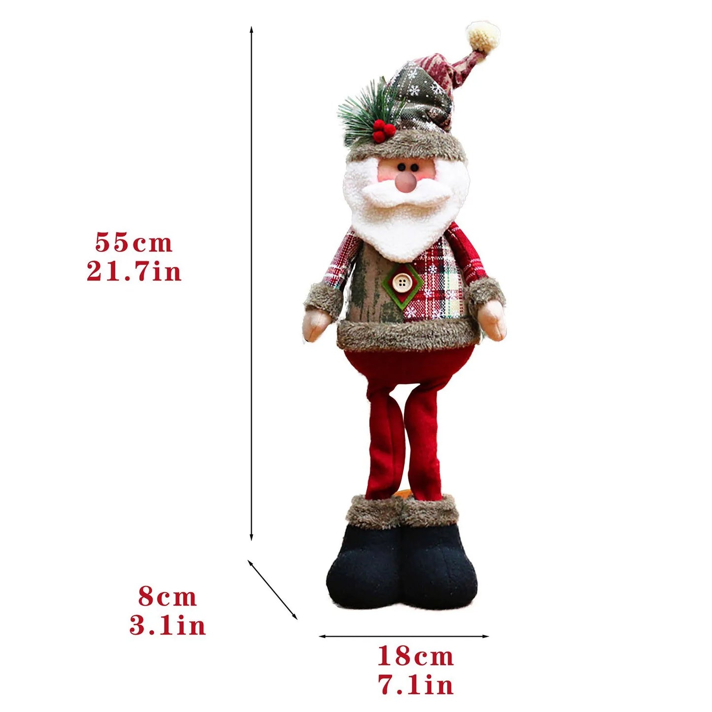 3PCS Christmas Decorative Christmas Dolls Reindeer, Snowman & Santa Claus Standing Doll
