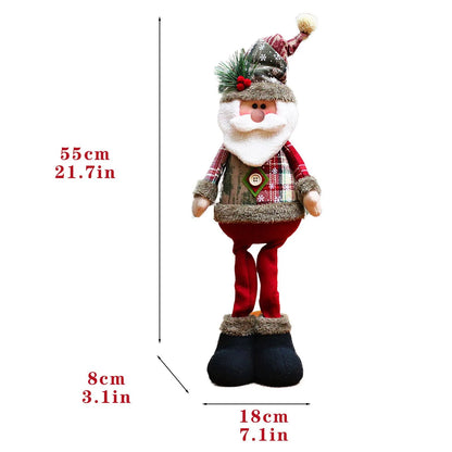 3PCS Christmas Decorative Christmas Dolls Reindeer, Snowman & Santa Claus Standing Doll