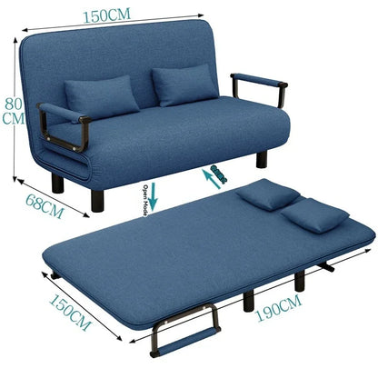 Modern folding sofa bed with with armrest for small apartment