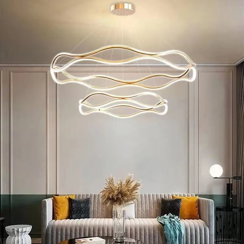 Modern Minimalist Chandelier. Nordic Luxury Living Room LED Ceiling Lamps. Home Decor Designer Bedroom Hanging Lights